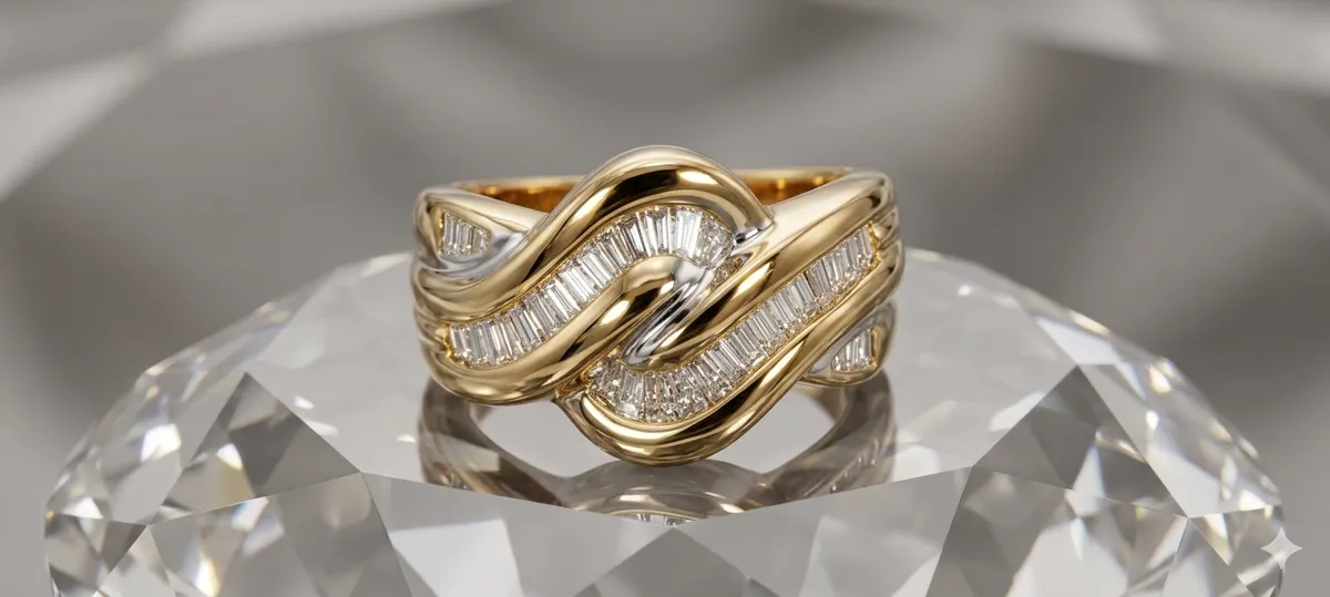 Anillo con diamantes talla baguette