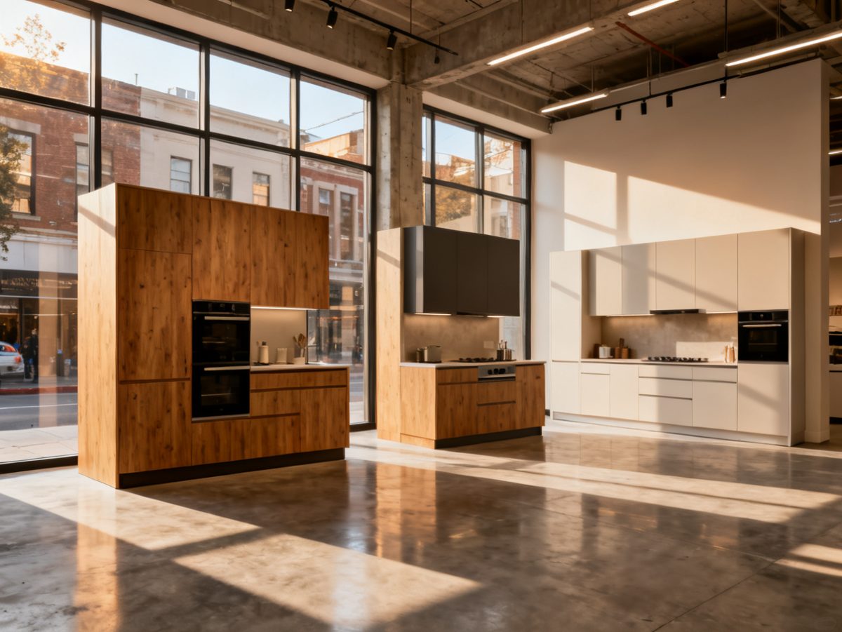 Showroom de HARITZ en Bilbao con tres cocinas montadas