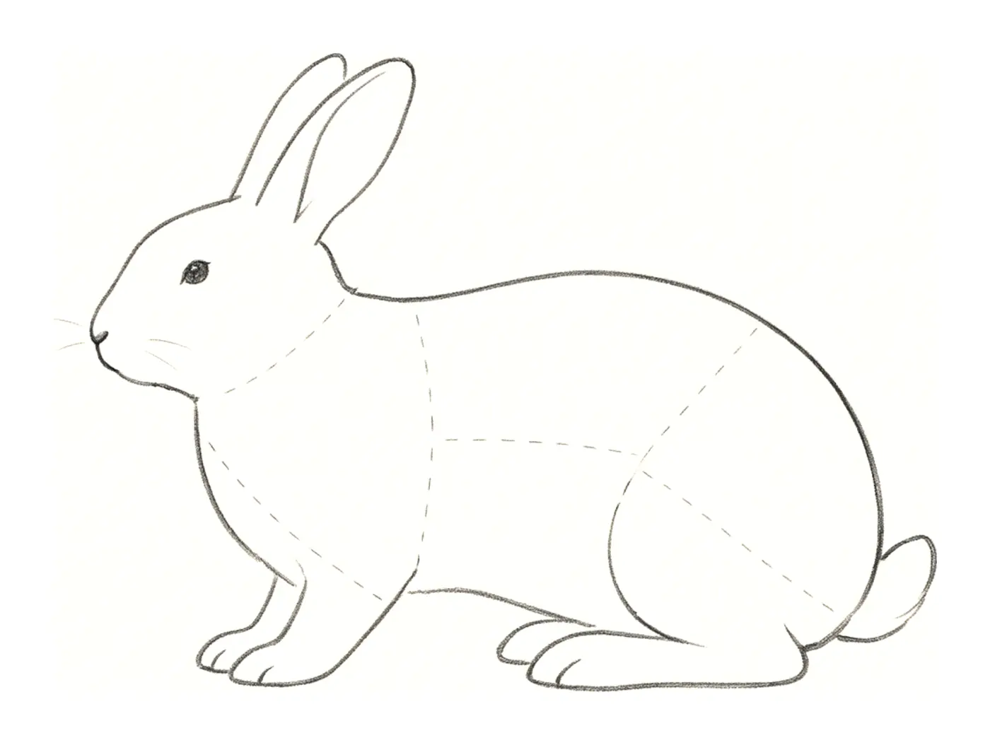Dibujo de un conejo con las zonas de corte